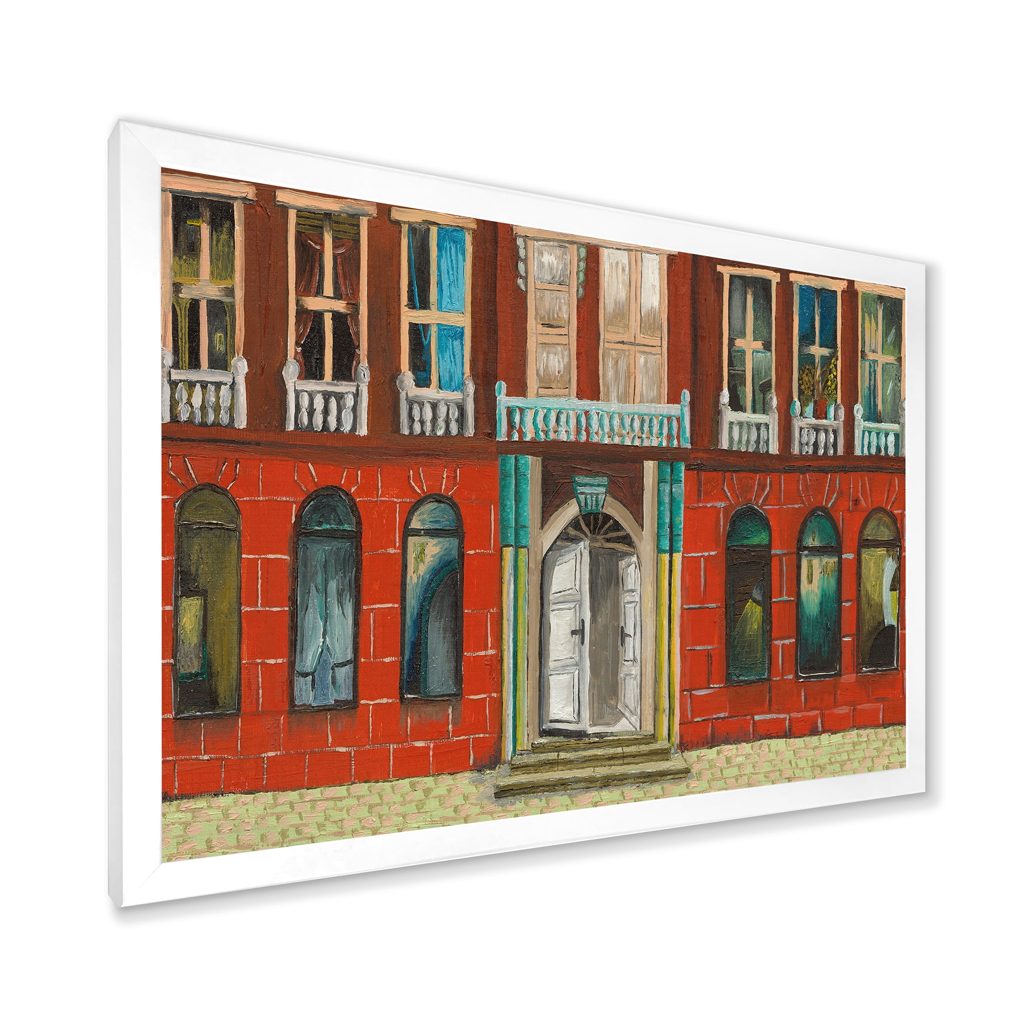 Designart 'Vintage Red Facade of Shop In Paris II' French Country Framed Art Print