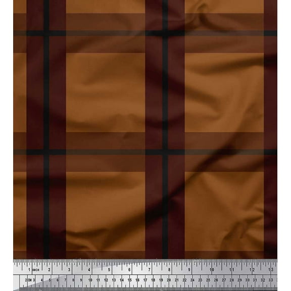 Soimoi Cotton Duck Fabric Check Check Printed Craft Fabric by the Yard 42 Inch Wide