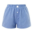 thumbnail image 4 of ZHOGXU Womens Casual Shorts Elastic Waist Plaid Print Button Front Comfortable Stretchy Lightweight Shorts With Pockets For Everyday Wear Blue Xxl, 4 of 4