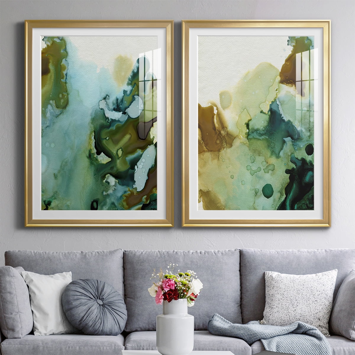 Wexford Home Water and Earth I Premium Framed Print, 18.5" x 24.5" - Ready to Hang, Gold (Set of 2)