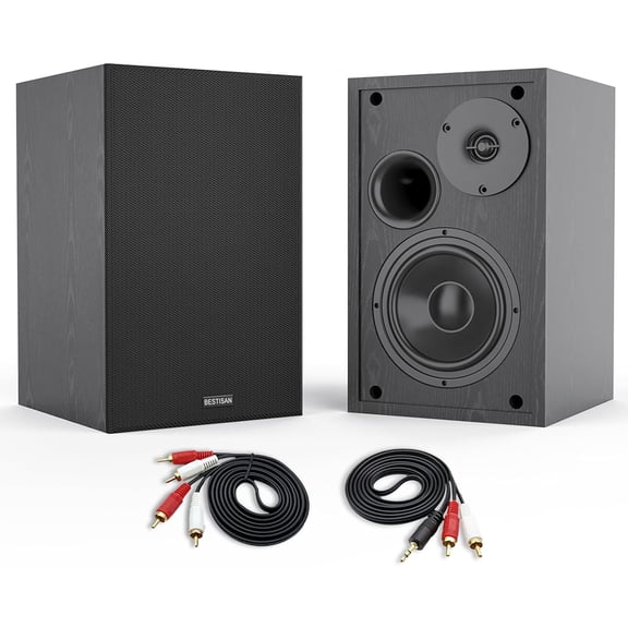 4 Inch Powered Bookshelf Speakers with Deep Bass, Bluetooth 5.0 Studio Monitor Speakers, 2.0 Neared Field Audio Speakers with 2 RCA Line Input, Set of 2 Black-New Model