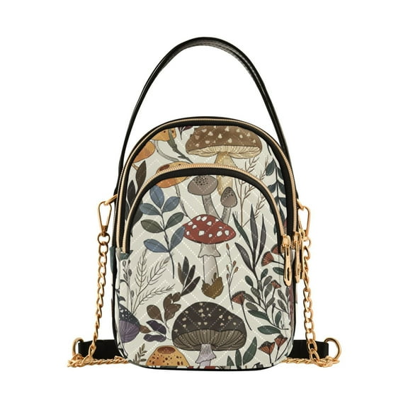 joogoo Women Mushrooms and Leaves Chain Crossbody Bags Shoulder Handbag Phone Purse