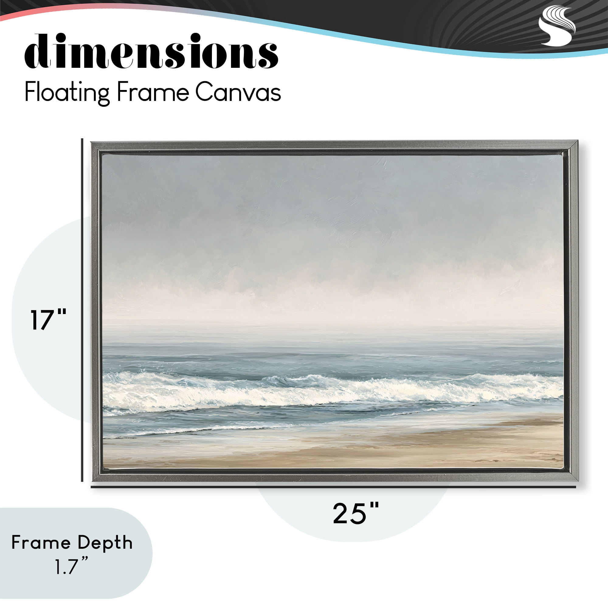 Stupell Industries Tranquil Mist Beachscape Gray Framed Floater Canvas Wall Art, design by Jacky Ngan