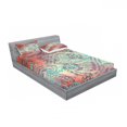 thumbnail image 3 of Ethnic Bedding Set with Sheet & Covers, Lettering of Grunge Background Circle Ornamentals Art, Printed Bedroom Decor 2 Shams, 4 Sizes, Turquoise Orange Black, by Ambesonne, 3 of 3