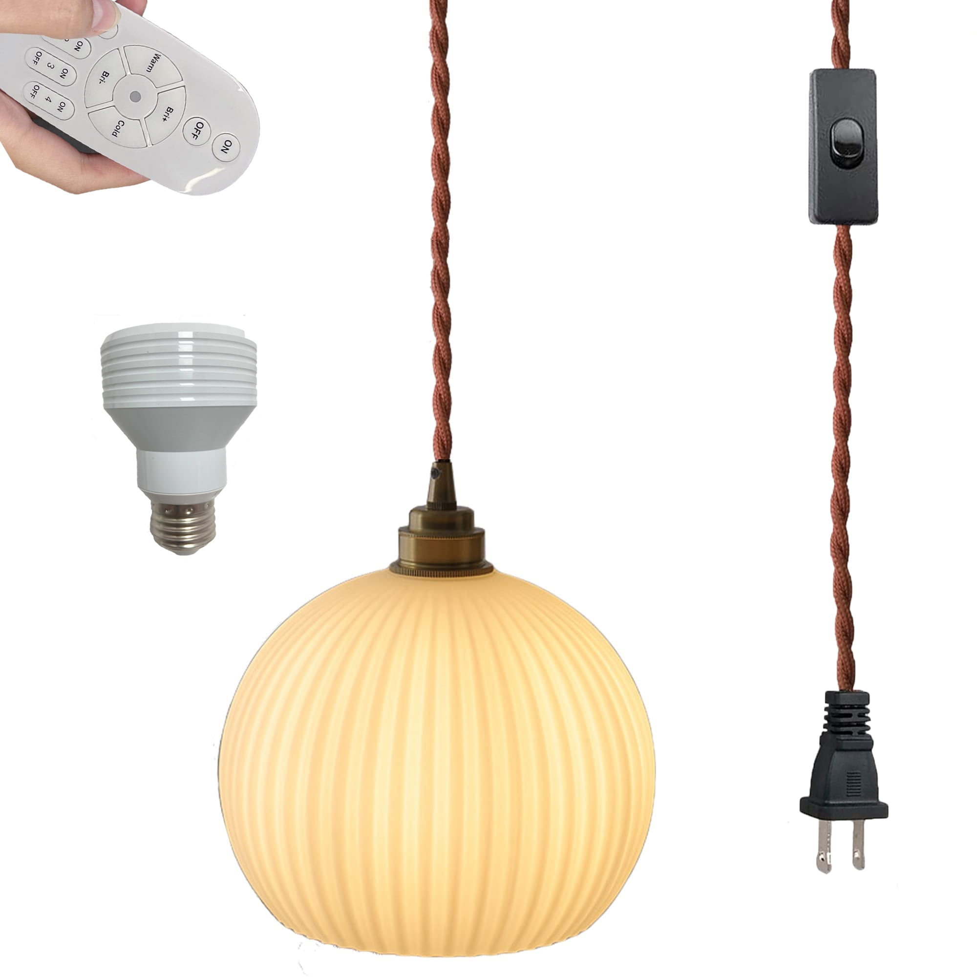 FSLiving Zoomable Lighting Swag Pendant Light with 15ft Plug In Cord
