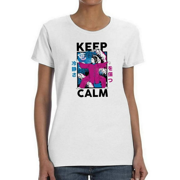 Keep Calm. Oriental Woman Shaped T-Shirt Women -Smartprints Designs, Female 3X-Large