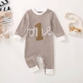thumbnail image 2 of Gubotare Baby Boy Girl 1st Birthday Outfit One Embroidery Waffle Romper Jumpsuit First Birthday Cake Smash Outfit (Brown, 12-18 Months), 2 of 9