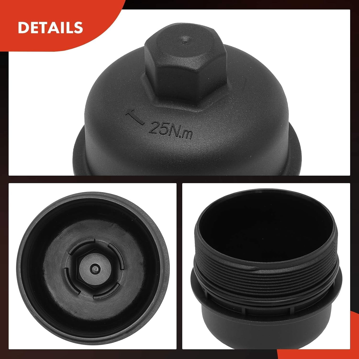 A-Premium Oil Filter Housing Cap Assembly Compatible with Hyundai Sonata 2008-2010, Santa Fe 2009, Genesis 2009-2010, Azera 2008-2009, Veracruz 2009-2012, 3.3L 3.8L, Replace 263513C250
