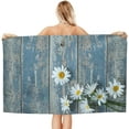 thumbnail image 2 of GZHJMY Fall Daisy Flower Bath/Pool/Beach Towel, 32 in x 52 in, Rustic Wooden Board Super Soft Microfiber Towel for Travel Swimming Pool Beach Spa, 2 of 7