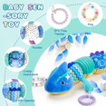 thumbnail image 5 of Ludolm Baby Musical Stuffed Animal Toy with Soft Sensory Rattles and Crinkle Newborn Plush Tummy Time Toys 6+ Months Old Baby Gift, Blue Chameleon 23 Inch (MMC-006), 5 of 8
