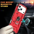 thumbnail image 4 of TECH CIRCLE for iPhone 16 Pro Rugged Shockproof Phone Case with Rotating Finger Ring Holder Kickstand, Compatible with Magnetic Car Mount, Slim Fit Lightweight Protective Hard Shell Cover, Red, 4 of 8
