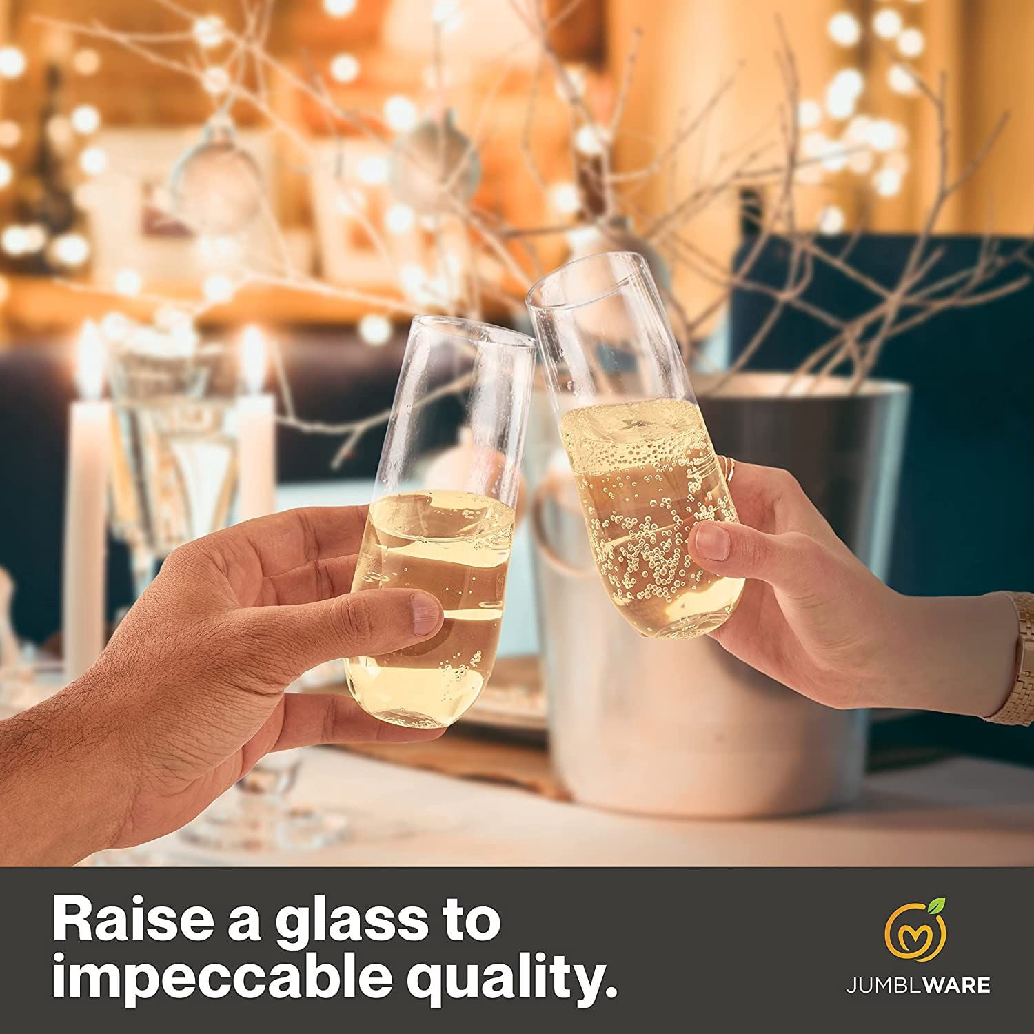 JumblWare 24 Pack Stemless Disposable Plastic Champagne Flutes 9 oz Recyclable Durable