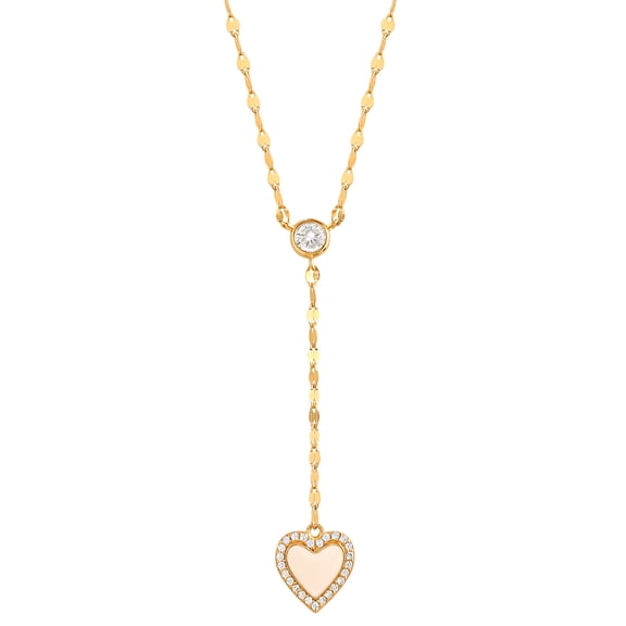 Brilliance Fine Jewelry Gold Plated Sterling Silver Heart Necklace with CZ Stones