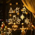 thumbnail image 2 of Cortina de luces LED para decoración navideña, guirnalda de luces con forma de ciervo, árbol de Navidad, estrellas, iluminación para ventana, lámpara decorativa alimentada por batería, 2 of 5