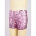 thumbnail image 3 of Miutii Kids Girls Sequins Dance Shorts Athletic Hip Hop Jazz Tap Performance Costume Tumbling Yoga Pink 120-140/12, 3 of 9