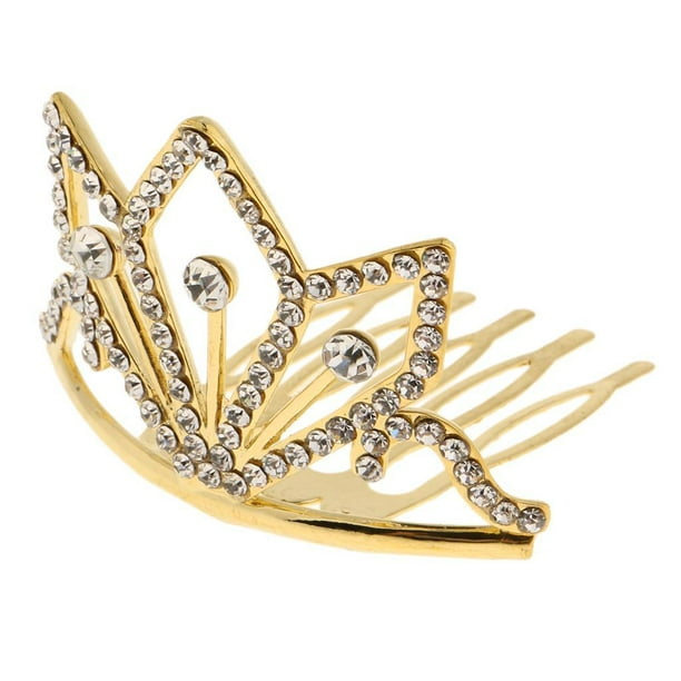 Broche Para El Cabello Con Diadema De Cabello Tiara Con Brillo Y Decoración De De Imitación Para Y Adultos Oro Gloria Mini corona Tiara de diamantes de imitación
