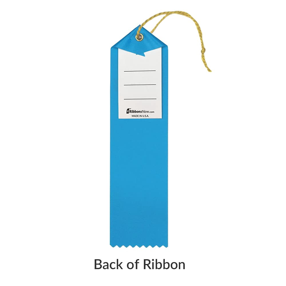 RibbonsNow Fun Participant Ribbons - 100 Bright Blue Ribbons with Card & String