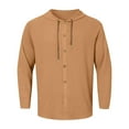 thumbnail image 5 of RUTAYY Men's Shirts Long Sleeve Casual Solid Color Hooded Cardigan Button Down Comfortable Breathable Holiday Chic Blouse, 5 of 5