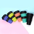 thumbnail image 4 of Tazas plegables de silicona, a prueba de fugas, tazas de 550 ml, peso ligero, tamaño de bolsillo, adecuadas para acampar y pasear al aire libre en el trabajo de oficina, café (verde turquesa), 4 of 5