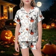 thumbnail image 2 of NIEWTR Halloween Pjs Toddler Girl Girls Halloween Pajamas Sets Sleeping Pants Cute Print Home Short Sleeve Shorts Pajama Set Full Suit Clothes, 2 of 5