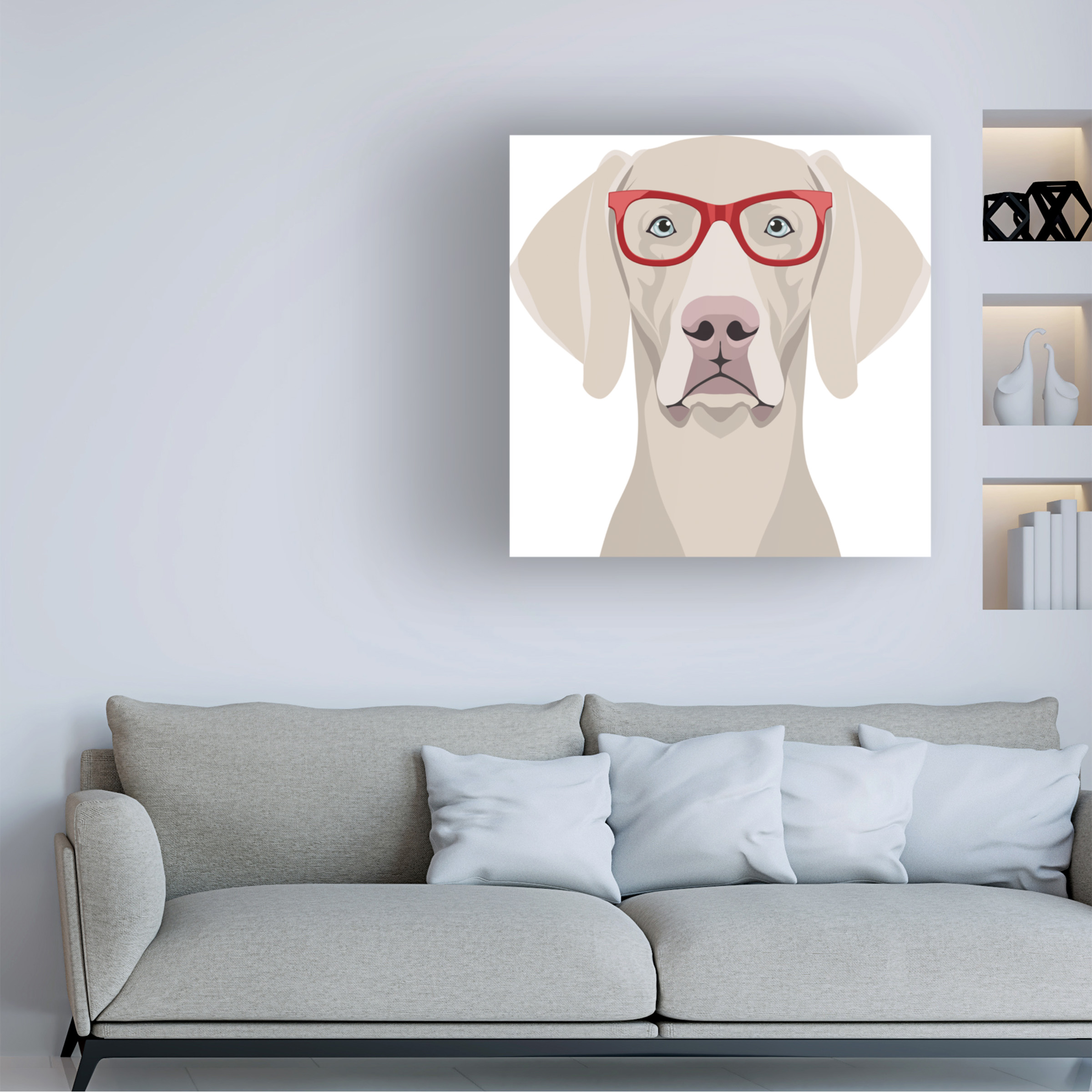 Furbaby Affiliates 'Weimaraner Wearing Hipster Glasses 2' Canvas Art