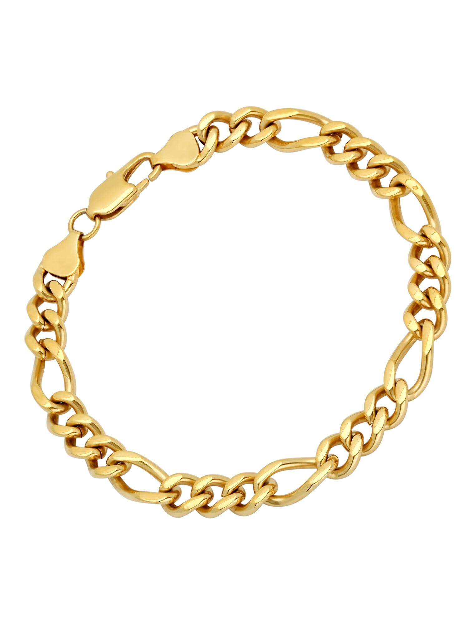 Gentlemen's Two Tone 14K Gold Plated Stainless Steel Link Bracelet Size 9" 