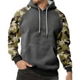 thumbnail image 2 of Pullover Hoodie with Camouflage Print Sleeves Drawstring Hood Front Pouch Pocket Long Sleeve Casual Sweatshirt for Men Women Dark Gray XL, 2 of 5