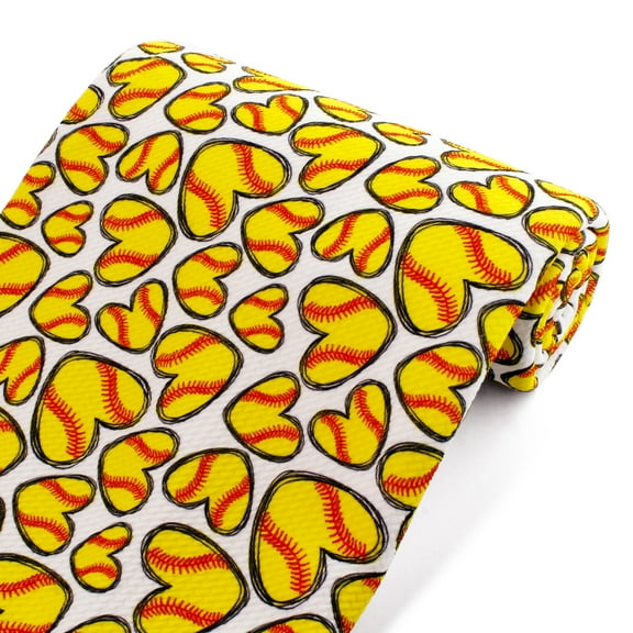Yellow Softball Hearts Liverpool Bullet Fabric Textured Knit Jersey 1 Yard
