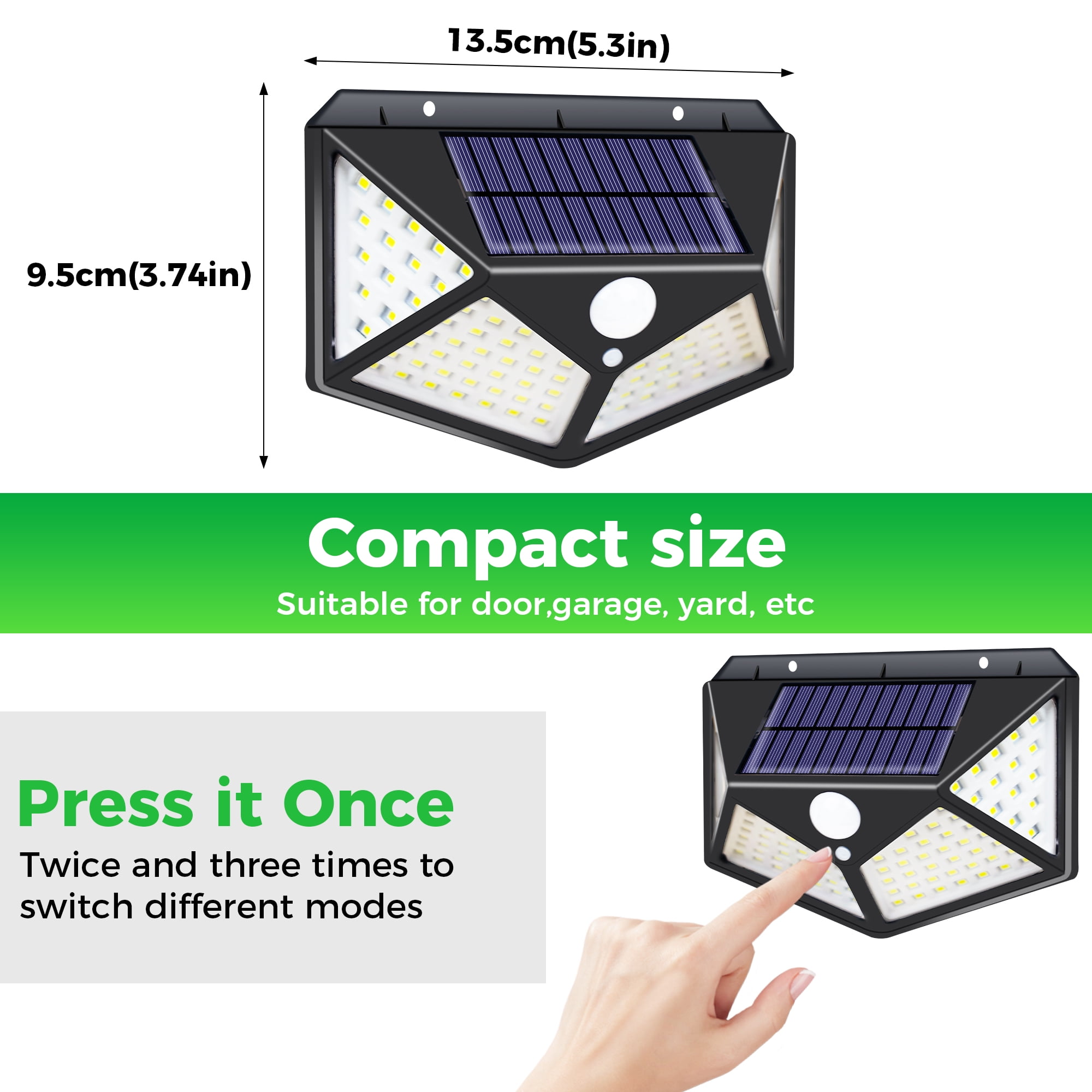 DAYBETTER Solar Lights Outdoor Waterproof, 100LED/6Pack Motion Sensor Security Lights, 3 Lighting Modes Solar Wall Lights for Garden Yard Garage Patio