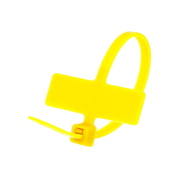 Secure Cable Ties 4 Inch Yellow Miniature ID Cable Tie - Inside Flag - 100 Pack