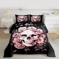 thumbnail image 2 of Homewish Romantic Valentine Twin Comforter Set,Rustic Floral Spooky Gothic Skeleton,Breathable Reversible Decor For Girls Kids,2-Piece, 2 of 8