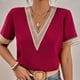 thumbnail image 2 of Tops de Mujer Elegantes Blusas Casuales Camisas de Encaje de Manga Corta Con Cuello en V Sólido Suelto Odeerbi  ODB165140, 2 of 6