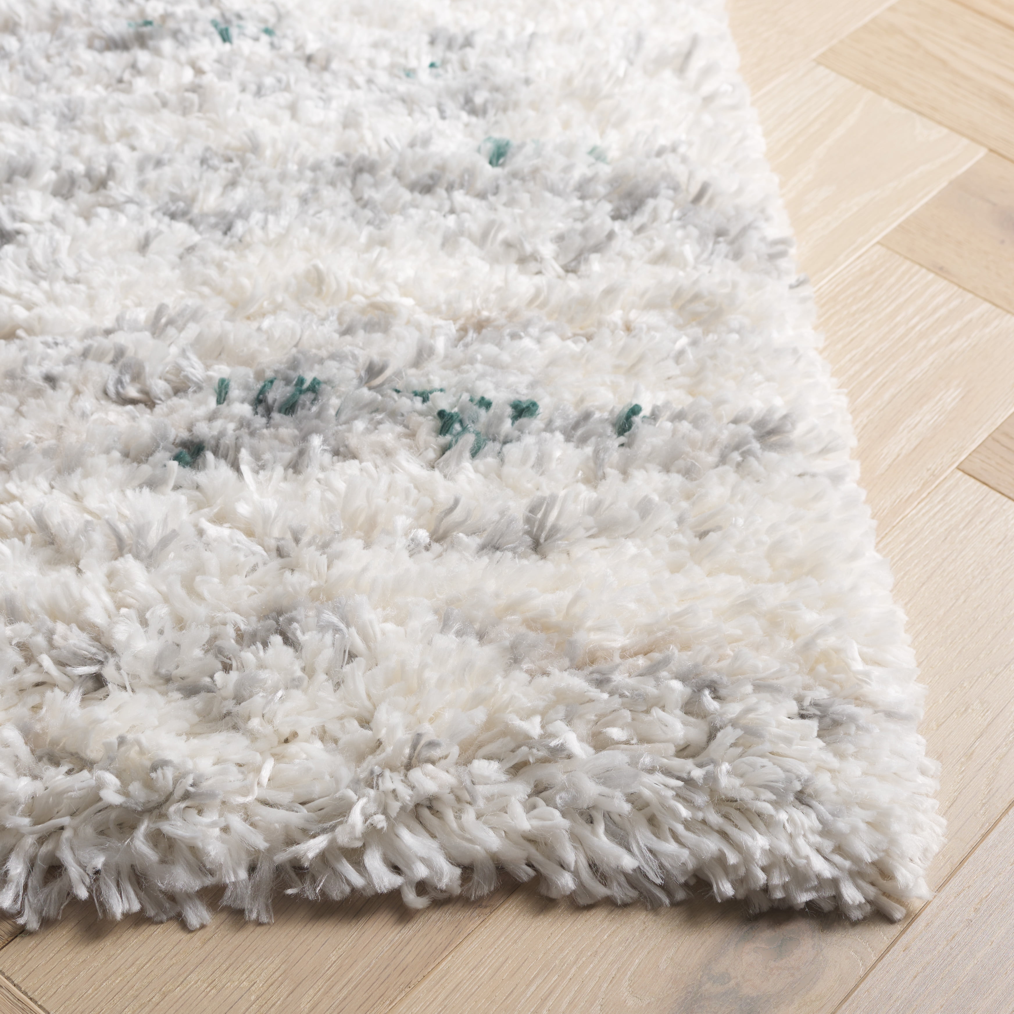 SAFAVIEH Fontana Danny Abstract Shag Area Rug, Ivory/Green, 3' x 5'
