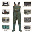 thumbnail image 3 of GIEESHIELD Waterproof Bootfoot Chest Waders for Men and Women, Lightweight 2-Ply Nylon/PVC Fishing & Hunting Waders with Boot Hanger - Green (Green, M6/W8), 3 of 7