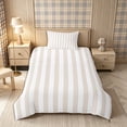 thumbnail image 2 of Meiyoeat Modern Pinstripe Twin Duvet Cover, Simple Straight Line Twin Bedding, Beige White,Reversible,2pcs,No Comforter1 Duvet Cover and 1 Pillowcase, 2 of 5