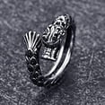 thumbnail image 2 of Men's Vintage Dragon Ring Silver Stainless Steel Punk Style Streetwear Biker Band Opening Adjustable Size 7-11, 2 of 4