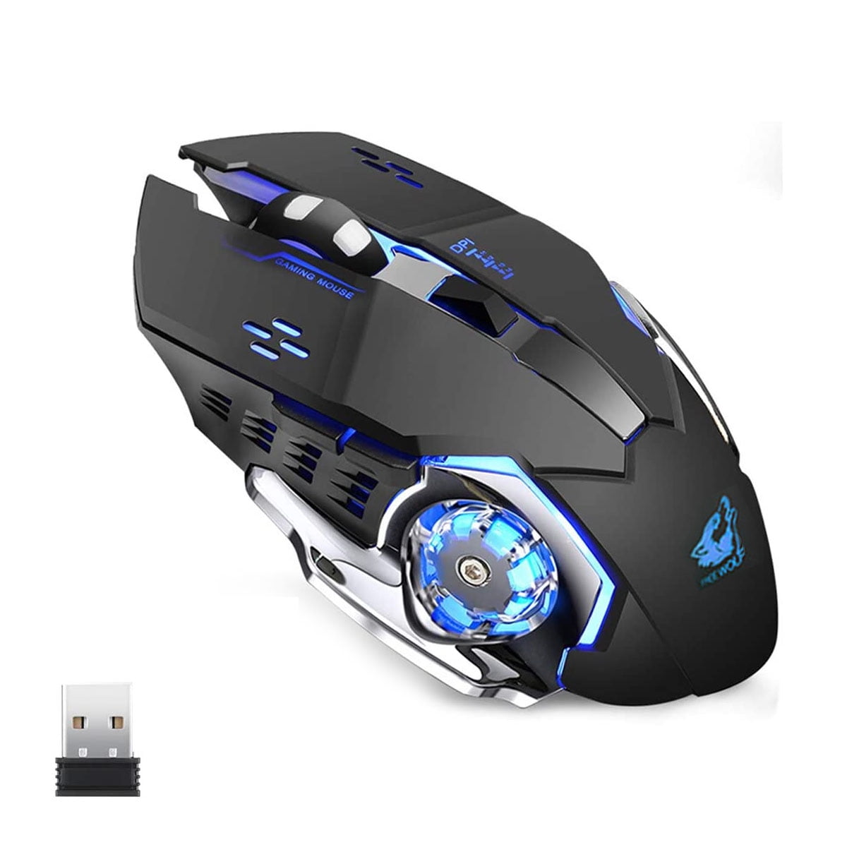 Rechargeable Wireless Mouse, 2.4G Ergonomic Silent Gaming Mice Portable Optical with USB