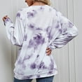 thumbnail image 6 of Fall Crew Neck Sweatshirts Women Long Sleeve Plain Casual Loose Tops Floral Print Lounge Basic Pullover Shirt (Purple M), 6 of 6