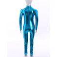 thumbnail image 5 of vastwit Kids Girls Metallic Bodysuit Full Length Jumpsuit Long Sleeve Shiny Unitard Gymnastics Leotard Dancewear Blue XS/115, 5 of 7