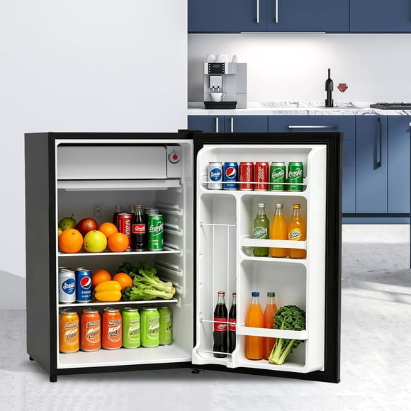 Garvee Compact 4.5 Cu. Ft Mini Fridge with Freezer, Single Door Refrigerator with Dual Zone Temperature Control, 7 Adjustable Settings, Quiet 38 dB, Energy Efficient, Removable Shelves, Ideal for Dorm