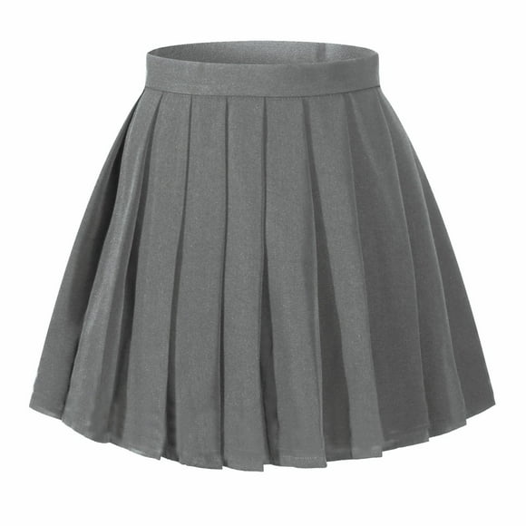 Beautifulfashionlife Jupe Plissée Unie pour Fille, École Japonaise, Gris Foncé