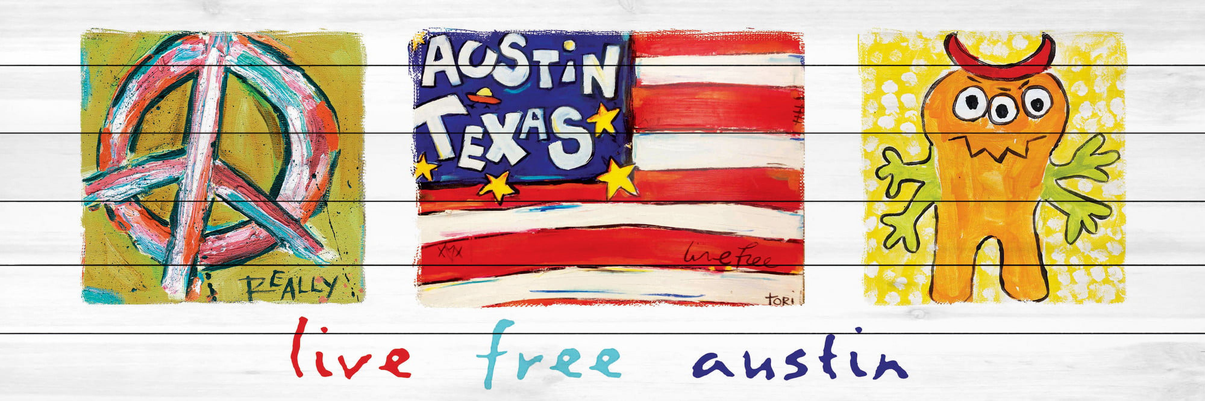 Marmont Hill "Live Free Austin" by Tori Campisi Painting Print on White Pine Wood