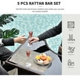 thumbnail image 5 of Resenkos 5 Pcs Rattan Wicker Bar Set, High Top Outdoor Table and Chairs, Bar Height Patio Set with Glass Table Top 2 Tier Storage Shelf, and 4 Bar Stools, Dark Brown, 5 of 11