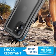 SPORTLINK Waterproof Case for iPhone 12 Mini Full Body Shockproof Dustproof Phone Screen Protector Rugged Cover 5.4 inch - Frosted Black