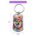 thumbnail image 5 of Hippie Shiba Inu Portrait Watercolor Tie-Dye Vintage Styles Stainless Steel Keychain Shibas Dog Lovers Gifts Idea Collar Charm Tag Keyring - 00014, 5 of 5