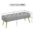 thumbnail image 2 of PetFurnishn Modern Ottoman Bench Velvet Footstool Bench Upholstered Footrest Stool Entryway, Materials-velvet/ lamb wool (ivory), foam, plywood, metal, 45 × 16 × 17"(L × W × H), Gray, 2 of 10