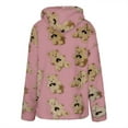 thumbnail image 5 of Women's Teddy Bear Coat Printed Double-layer Plush Pullover Fleece Hoodie, Casual Loose Pocket Long-sleeve Sweatshirt for Cozy Winter Wear,Pink,S, 5 of 5