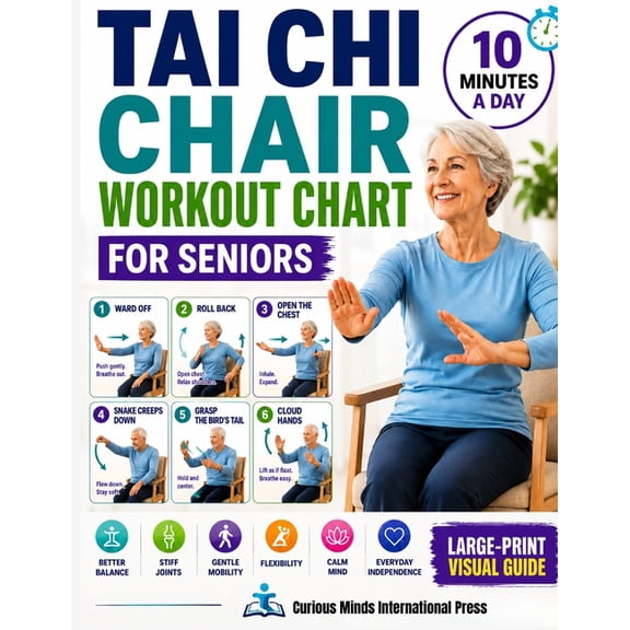 Tai Chi Chair Workout Chart for Seniors: 28 Days of Easy Seated Exercises for Stiff Joints, Gentle Mobility, Better Bala, (Paperback)