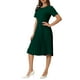thumbnail image 4 of Vestido plisado A-Line de manga corta para mujer Inspire Chic, vestido midi para el trabajo, color verde, 4 of 4