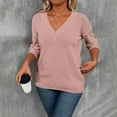 thumbnail image 5 of Horkkom Pullover Sweaters for Women Long Sleeve V Neck Sweaters Causal Solid Color Cozy Sweaters L, 5 of 10